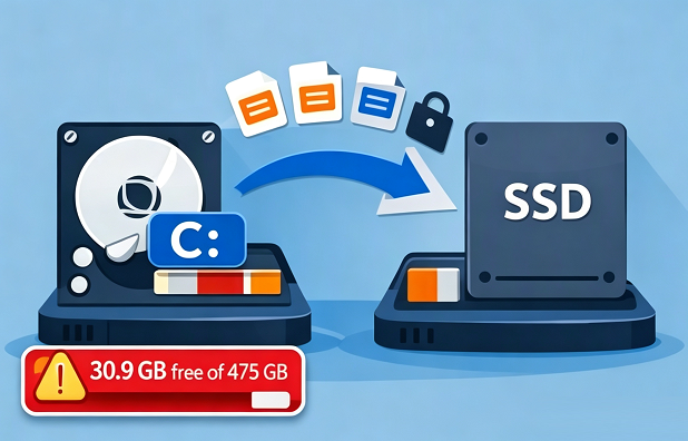 استنساخ محرك C بالكامل إلى SSD أكبر