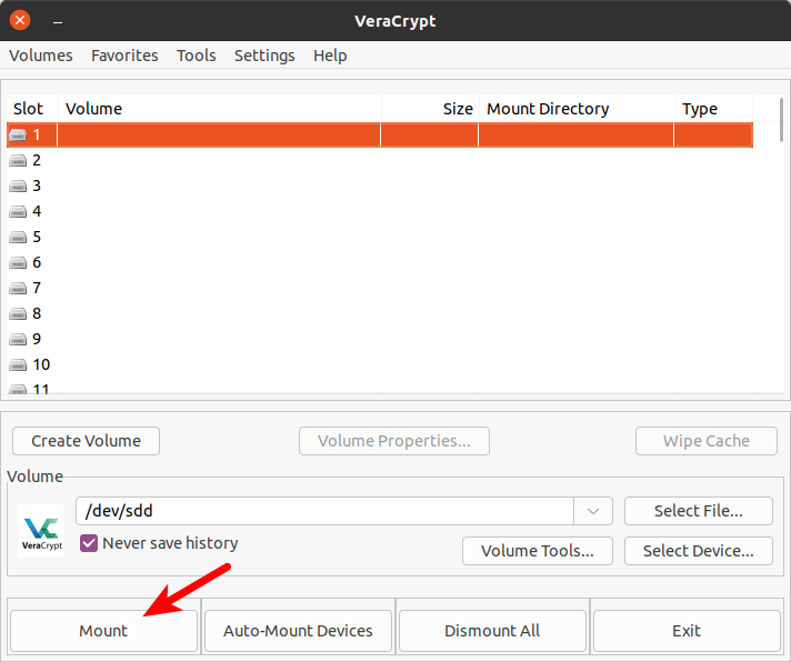 تحميل فلاشة مشفرة بـ VeraCrypt